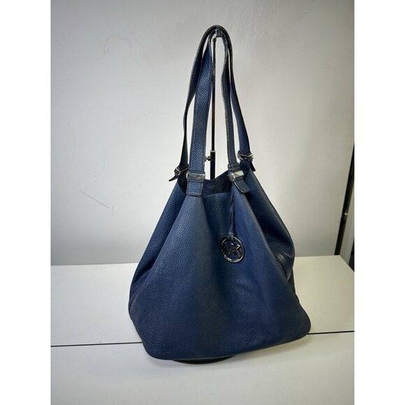 MICHAEL KORS Navy Blue Tote Bag Leather Plain Bag - Picture 1 of 8